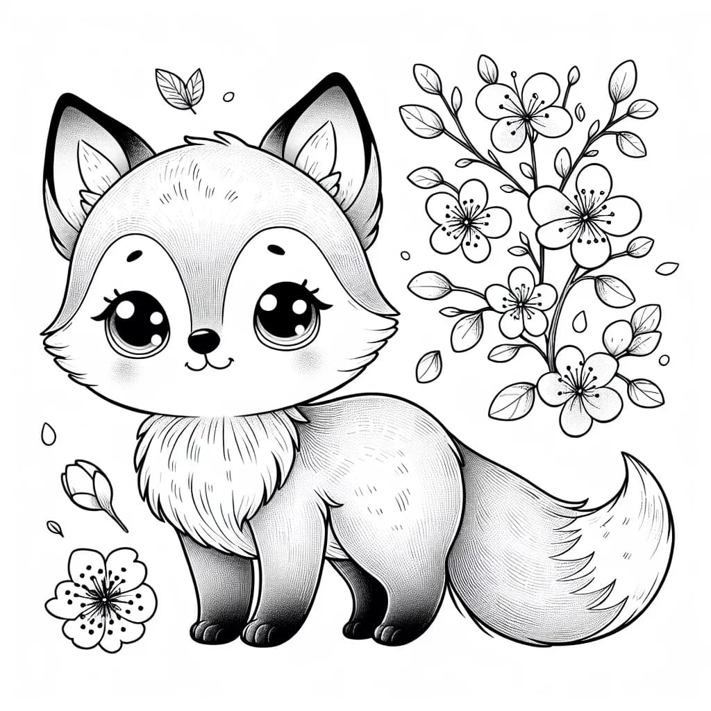 Lisicanın Çiçek Açması: Çocuklar için boyama sayfası seçin ve yazdırın - örneğin, bir tilki veya yavru köpek.