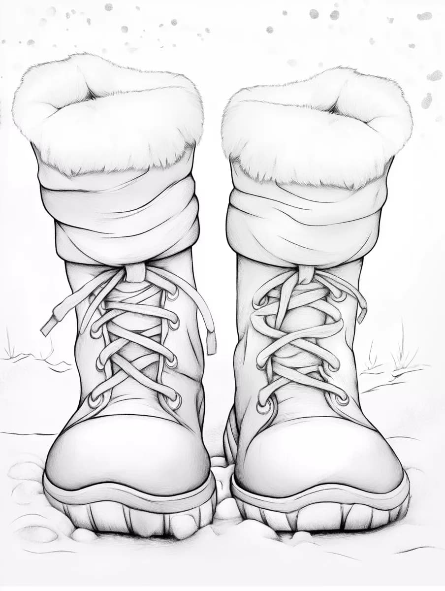 Картинка за оцветяване на сладки зимни ботуши