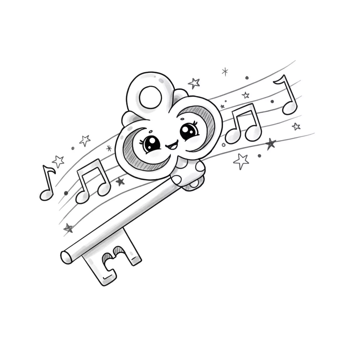 Page de coloriage imprimable de Clé musicale magique