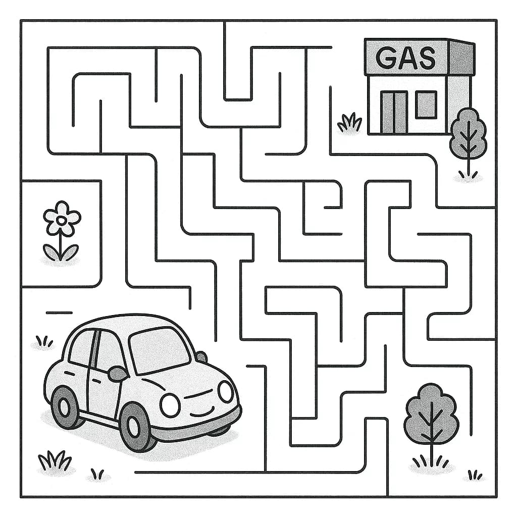 Лабиринт с анимационна кола и бензиностанция