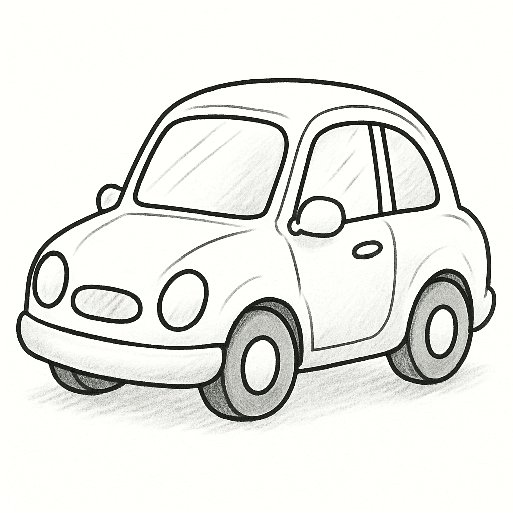 Zeichnung eines kleinen Autos zum Ausmalen