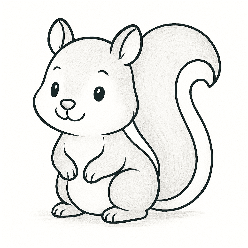 Immagine di un dolce scoiattolo da colorare