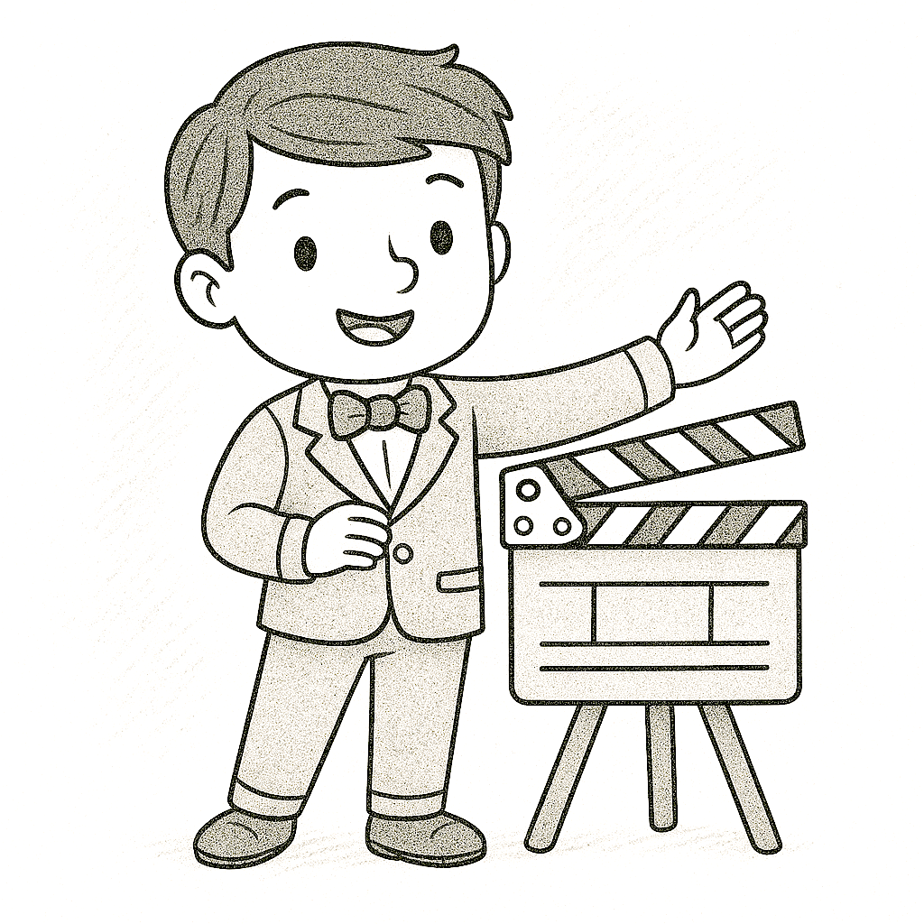 Рисунка на млад режисьор с киноклапа за оцветяване