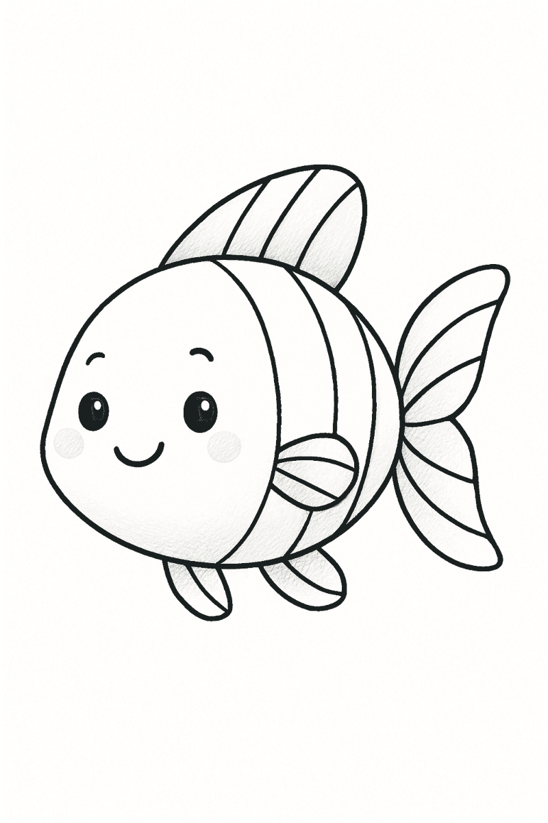 Boyamak için uygun tatlı bir balık çizimi