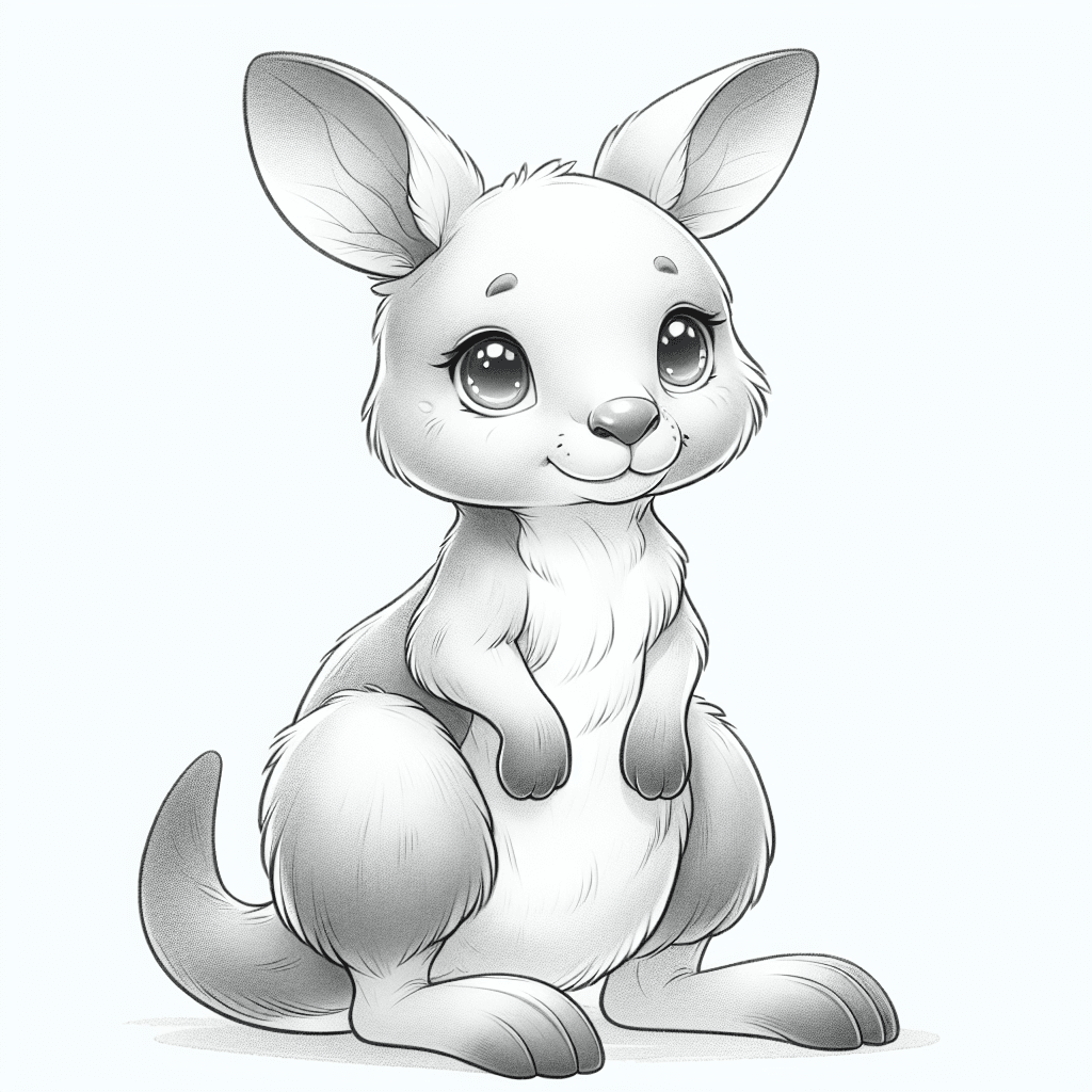 Disegno di un dolce canguro, pronto per essere colorato