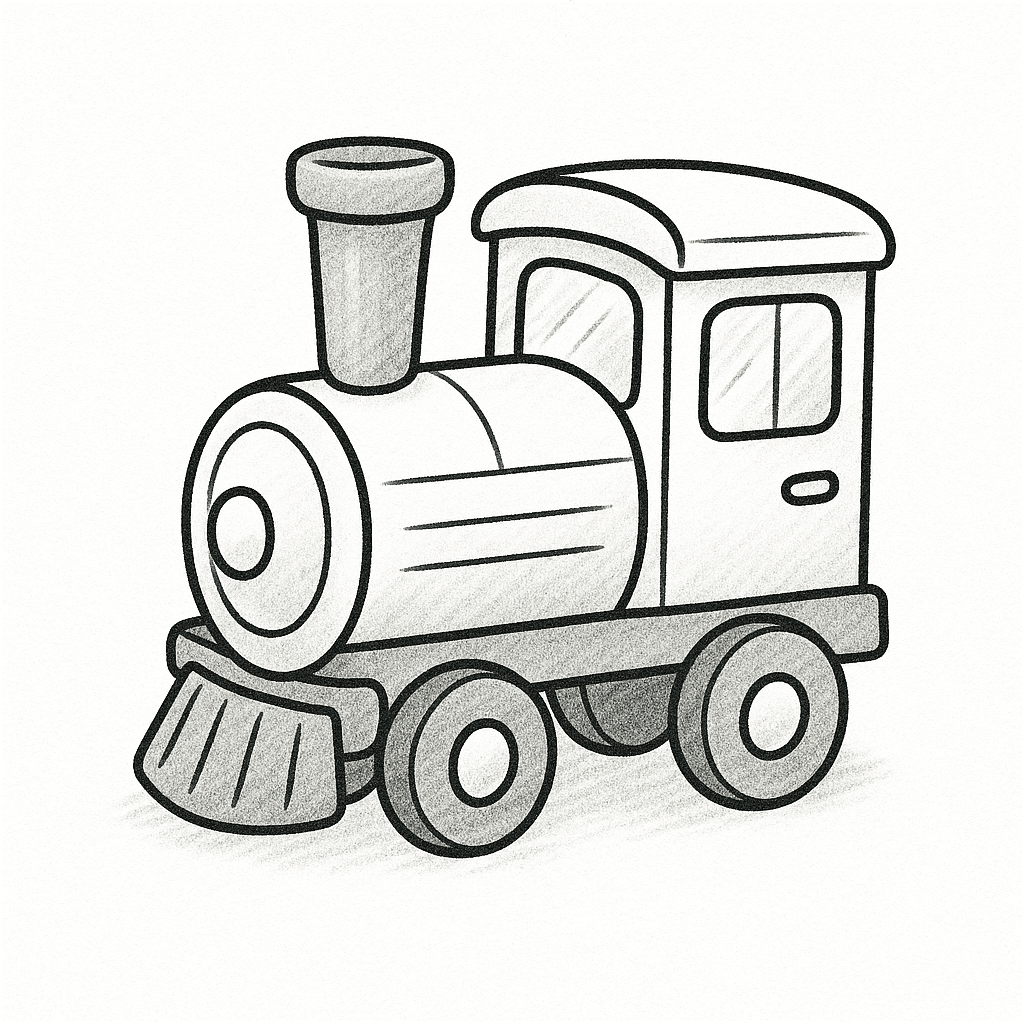 Zeichnung einer Dampflokomotive