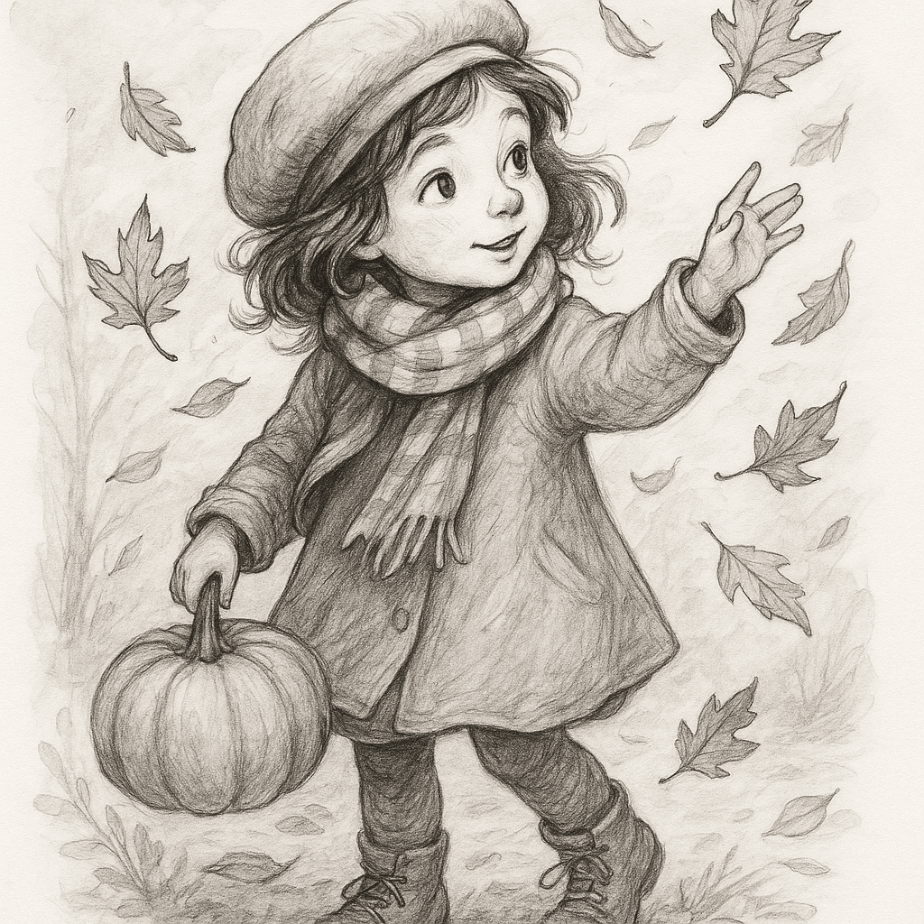 Дете с тиква в есенна сцена