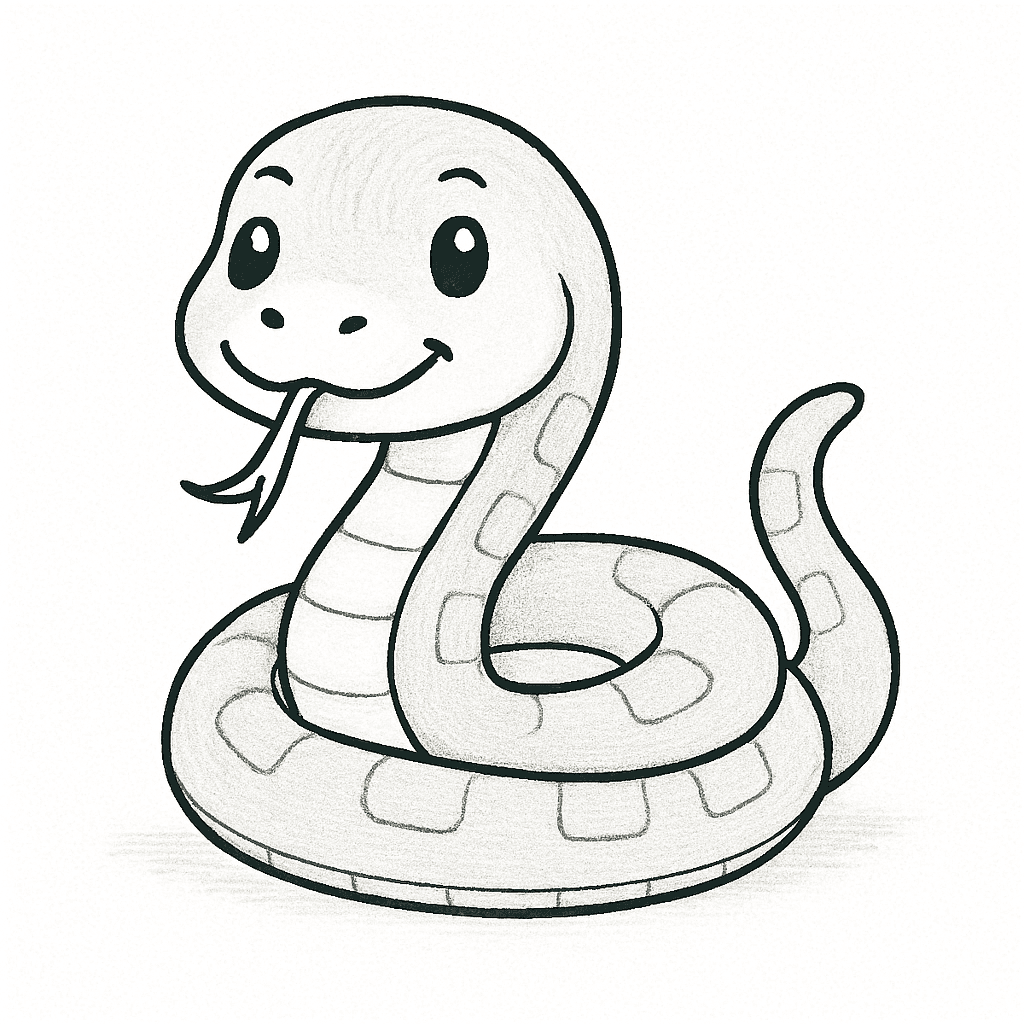 Рисунка на усмихната змия за оцветяване