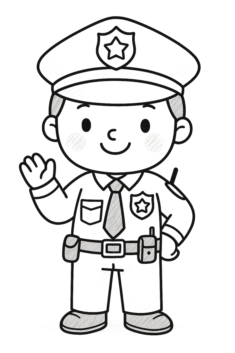 Полицай - рисунка за оцветяване