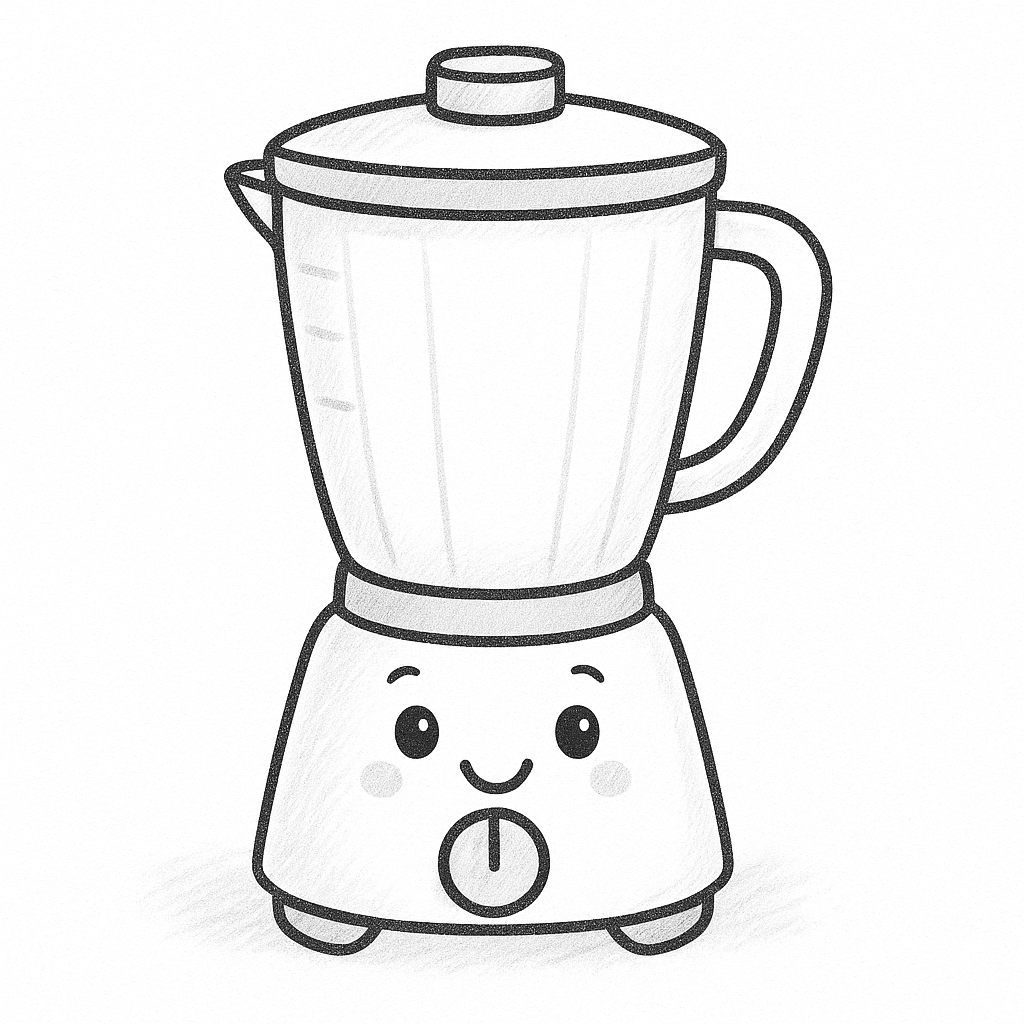 Dessin d'un blender avec sourire