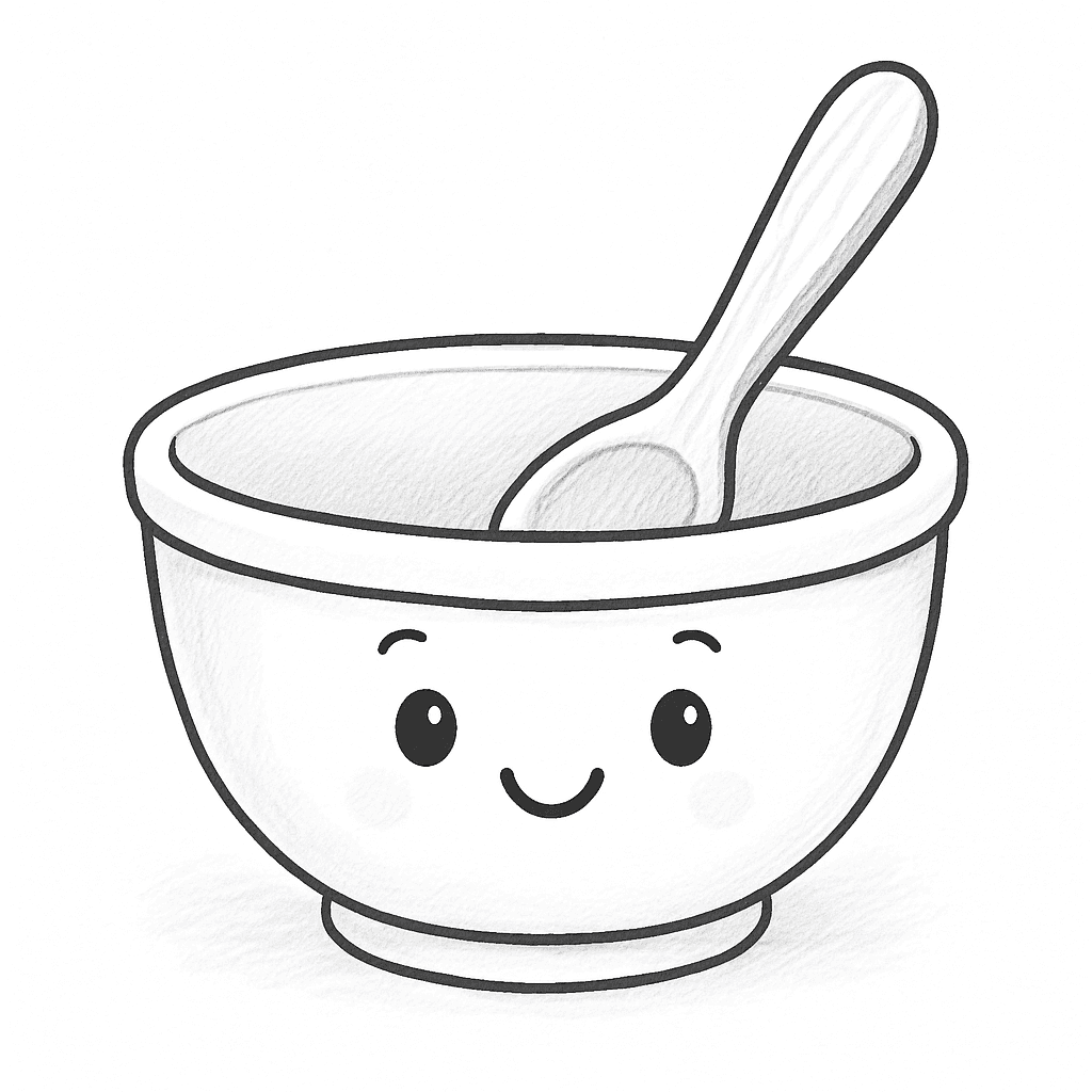 Картинка на сладка купичка с лъжица за оцветяване