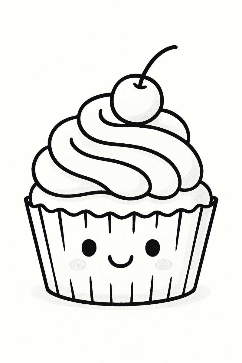 Рисунка на усмихнато кексче с череша