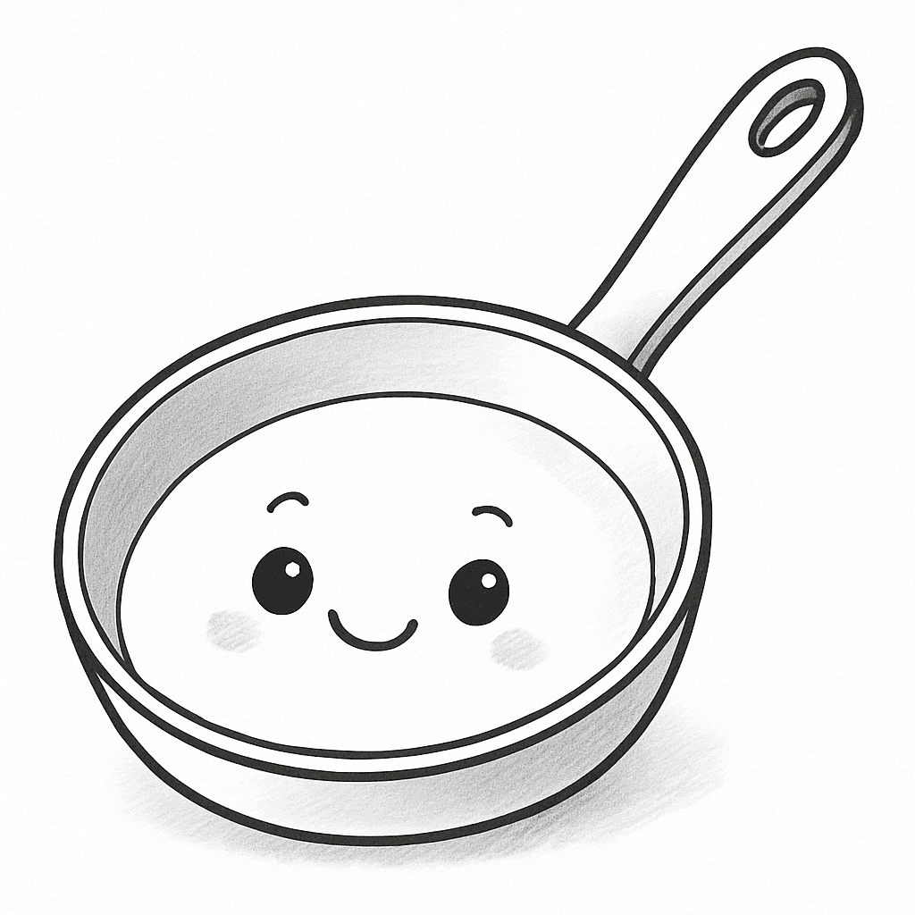 Dessin de poêle souriante