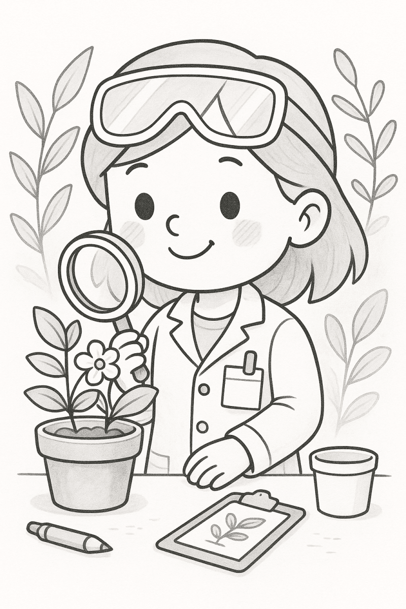 Млад ботаник държи саксия с цвете