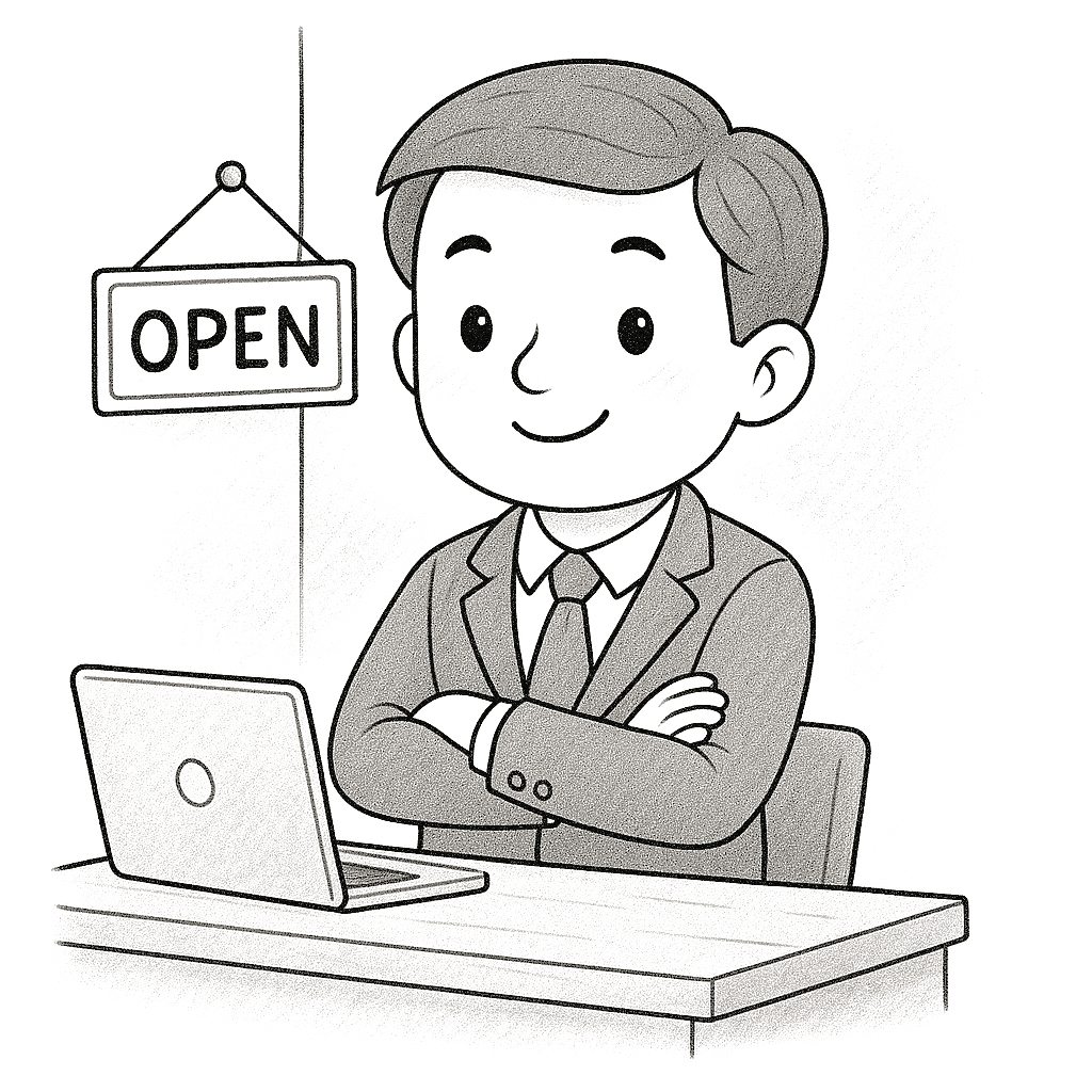 Рисунка на млад бизнесмен на бюро