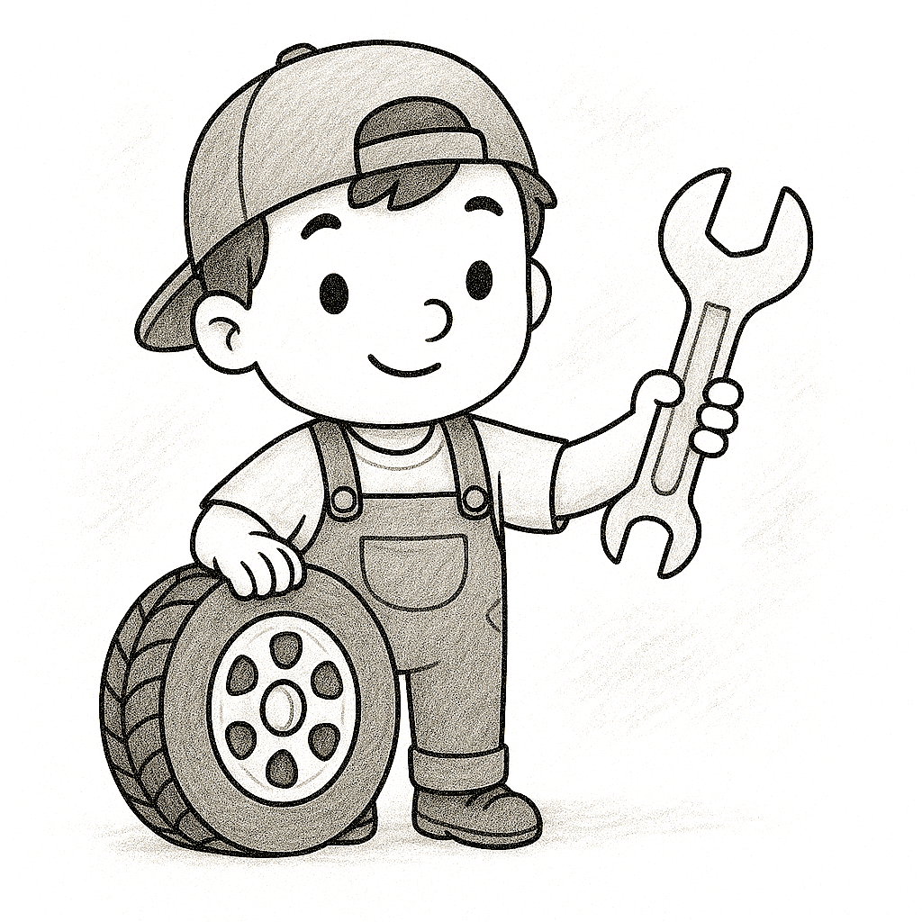 Картинка на млад механик с гаечен ключ