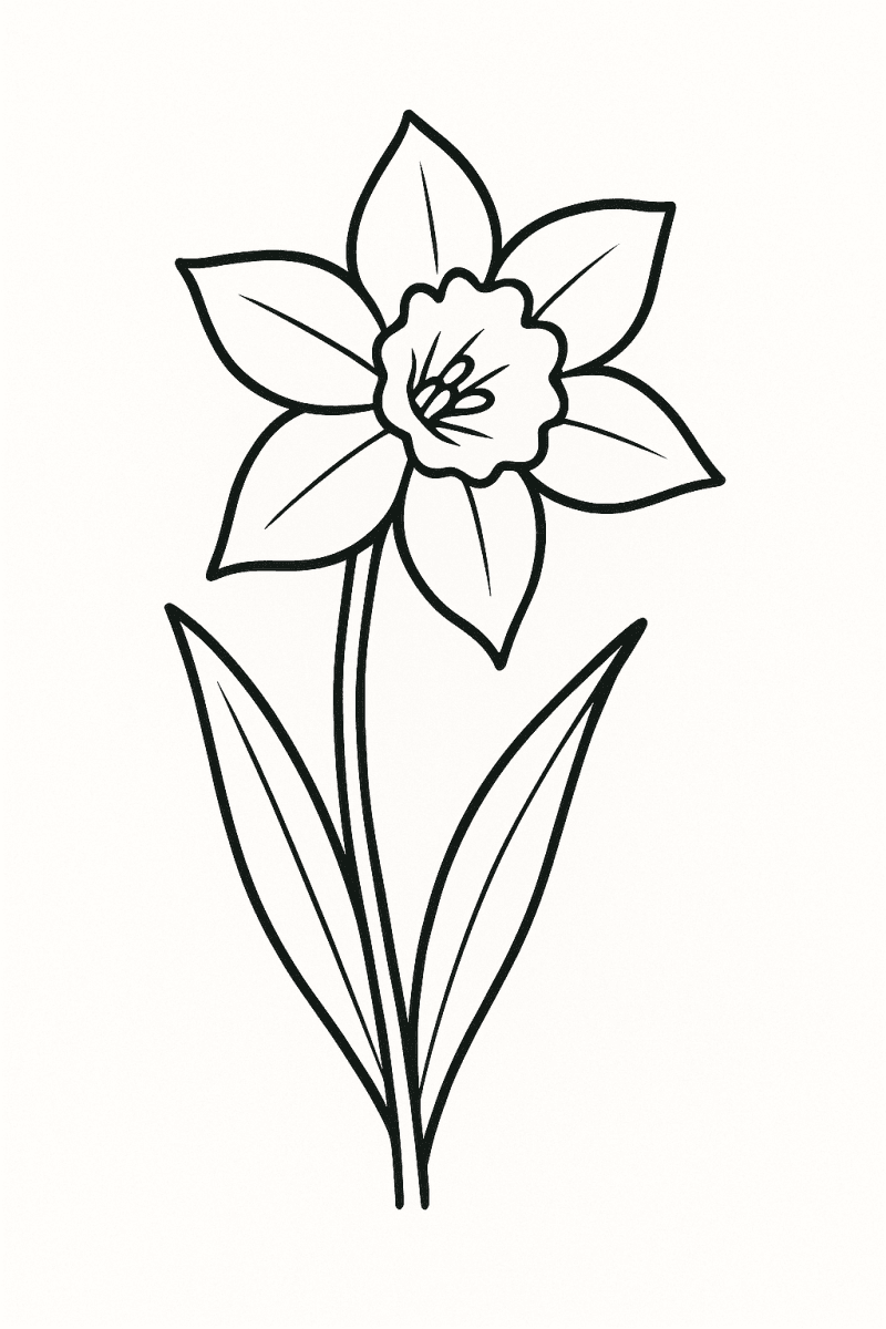 Рисунка на нарцис за оцветяване