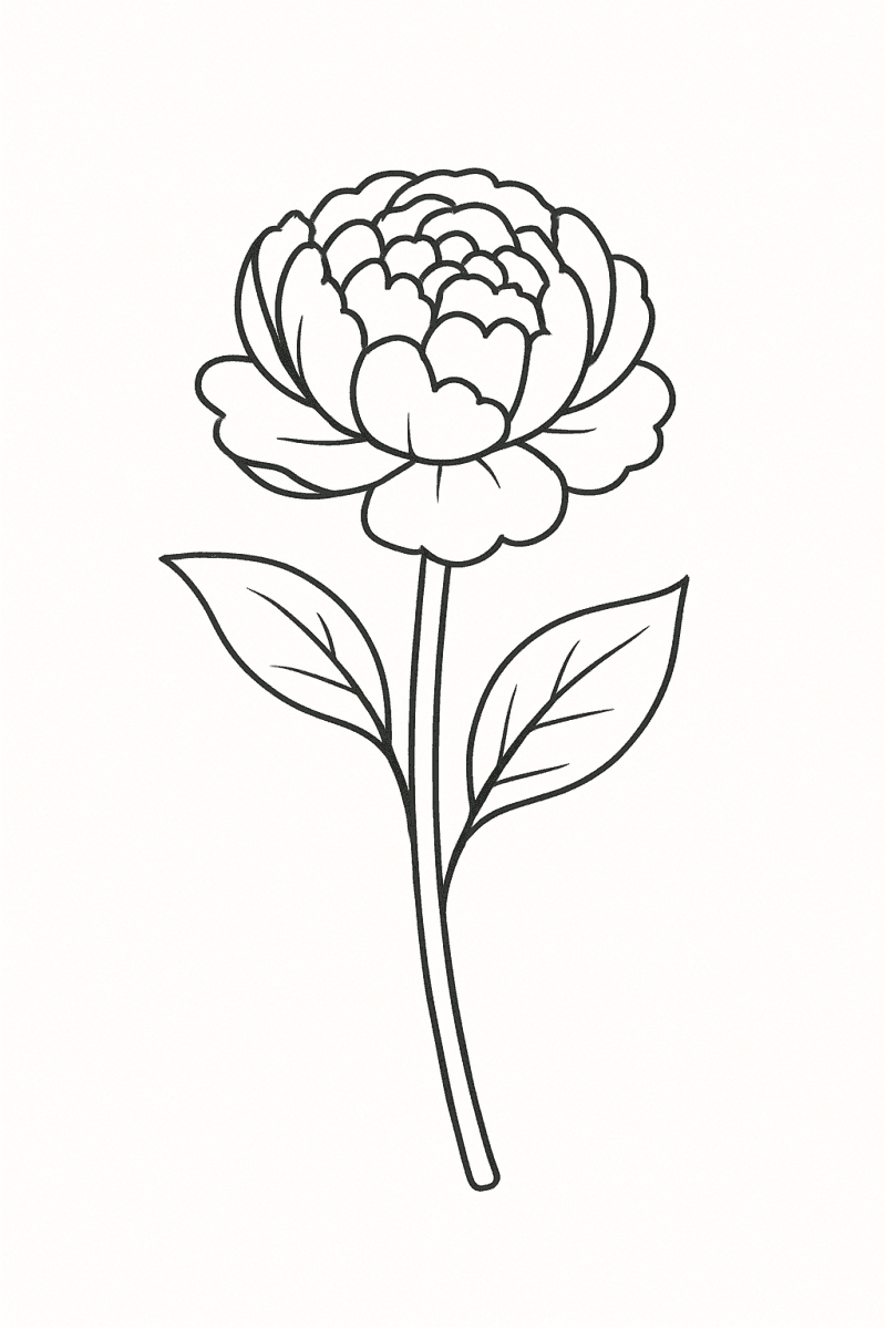 Линия арт на божур за оцветяване