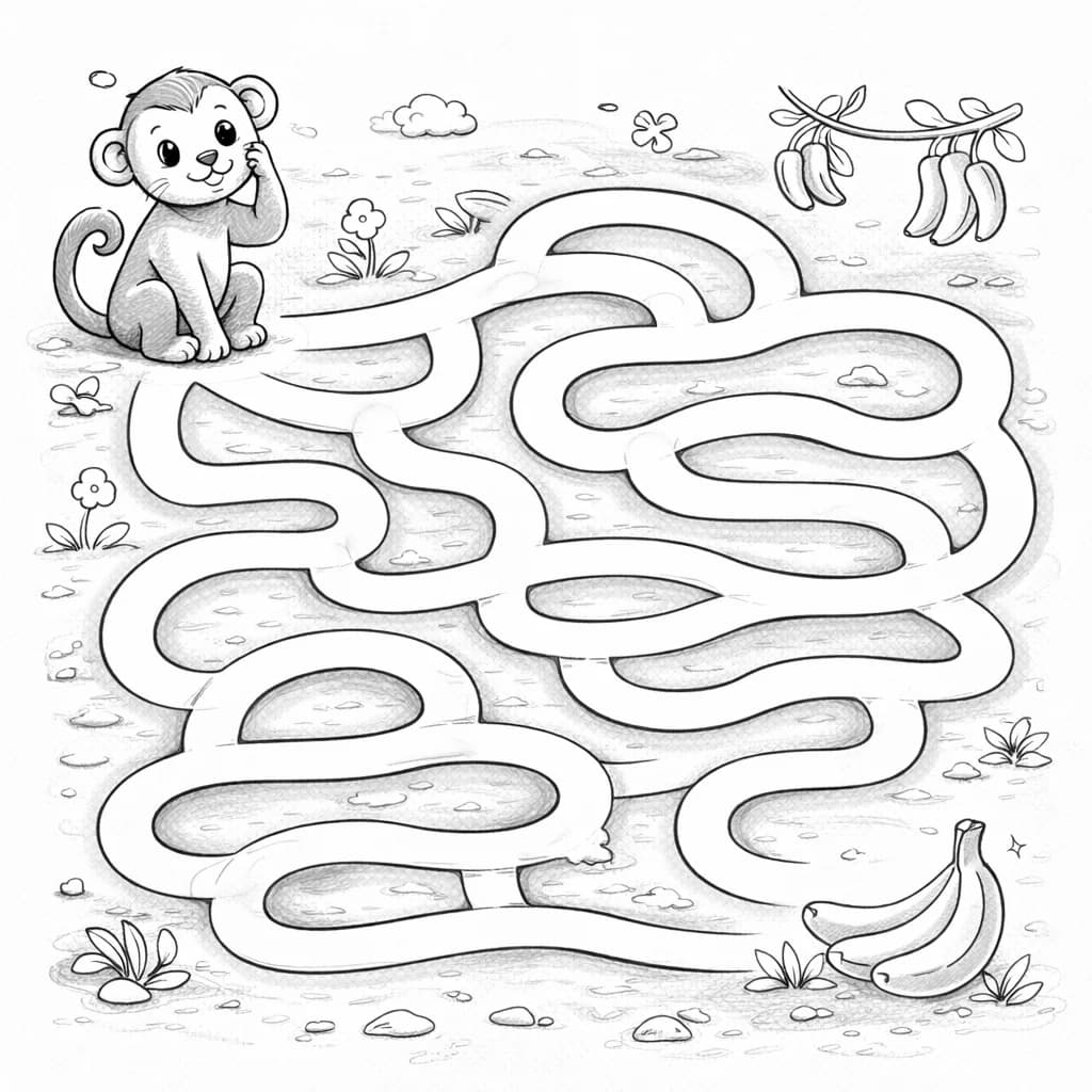 Monkey next to banana maze