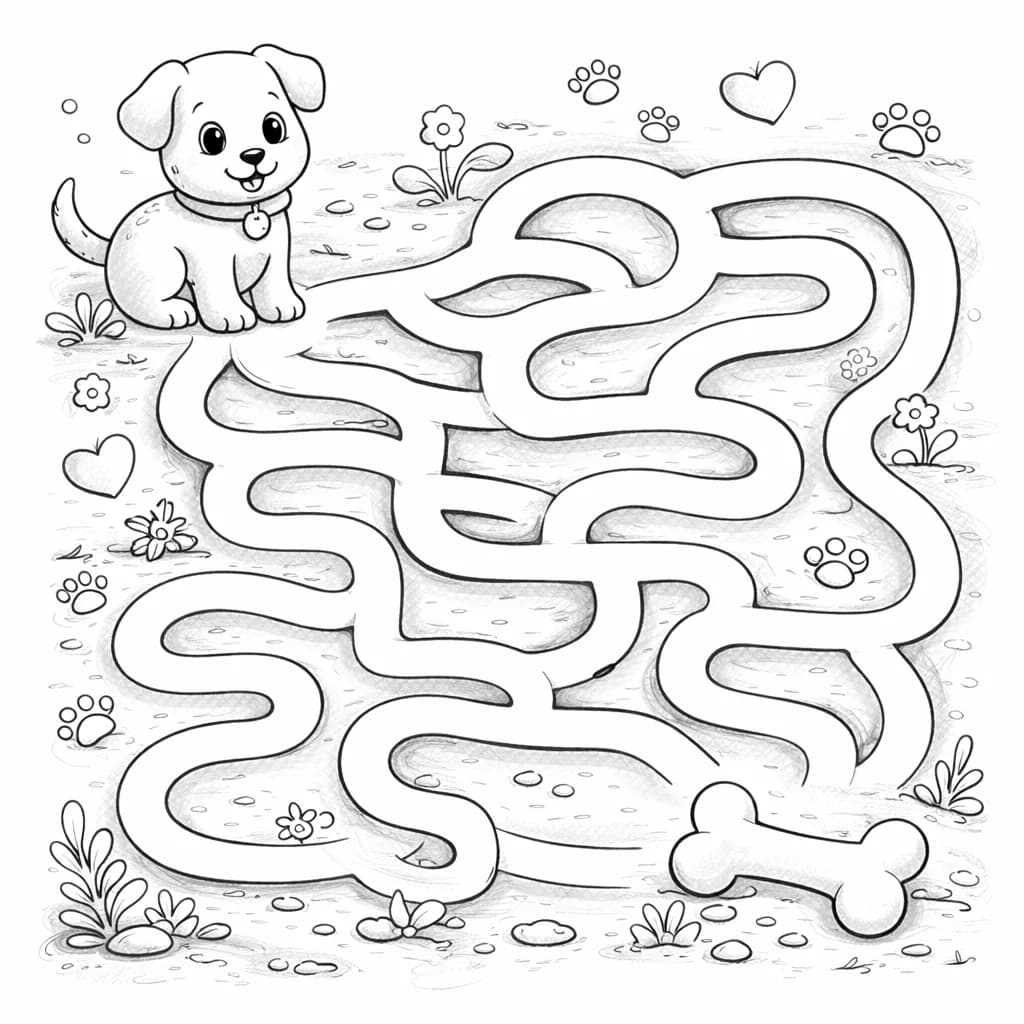 Лабиринт с кученце и кокал за оцветяване