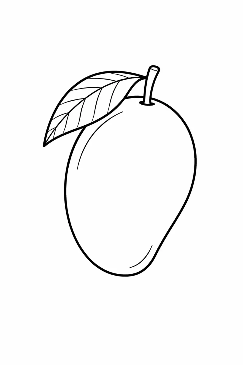 лесна картинка за оцветяване манго за печат, проста рисунка на плод за оцветяване за малки деца