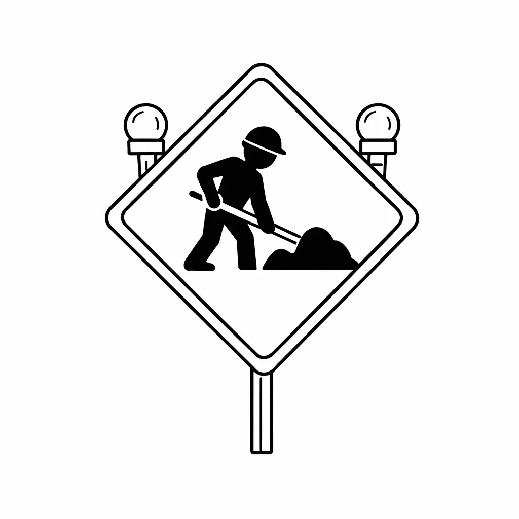 пътен знак за ремонт на пътя страница за оцветяване за деца за пътна безопасност