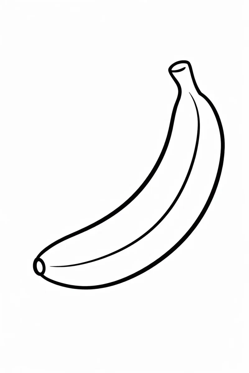 лесна картинка за оцветяване на банан за печат, проста рисунка на плод за оцветяване за малки деца