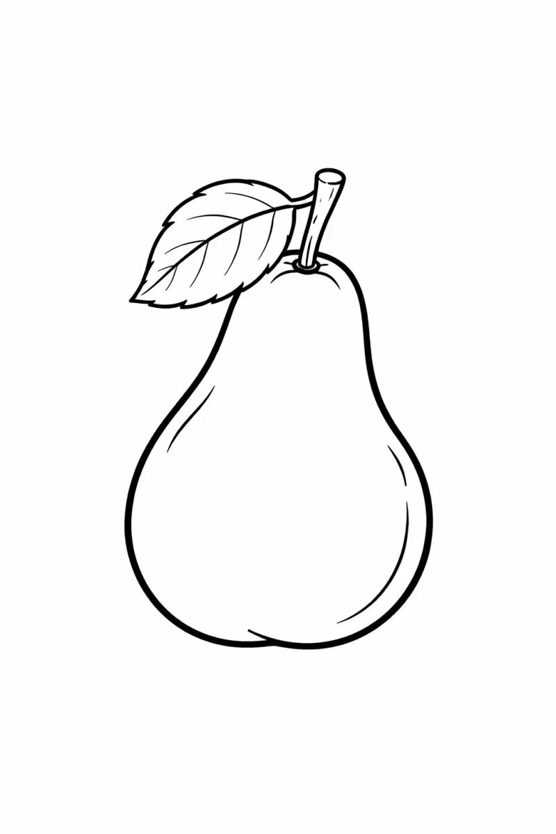 лесна круша за оцветяване за принтиране, проста картинка за оцветяване на плод за малчугани